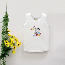 Детские хлопчатобумажные рубашки без рукавов с круглым воротником для мальчиков и девочек; летняя блузка г.; маленький Q; стиль; Детские костюмы с вышивкой