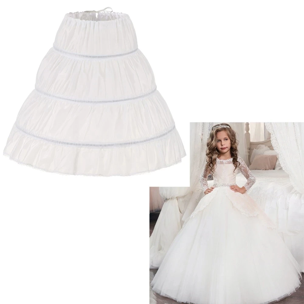 

Children Kid Girl Dress Petticoat Crinoline Underskirt Wedding Accessories For Flower Girl Dress fluffy petticoat skirt 3 Hoops