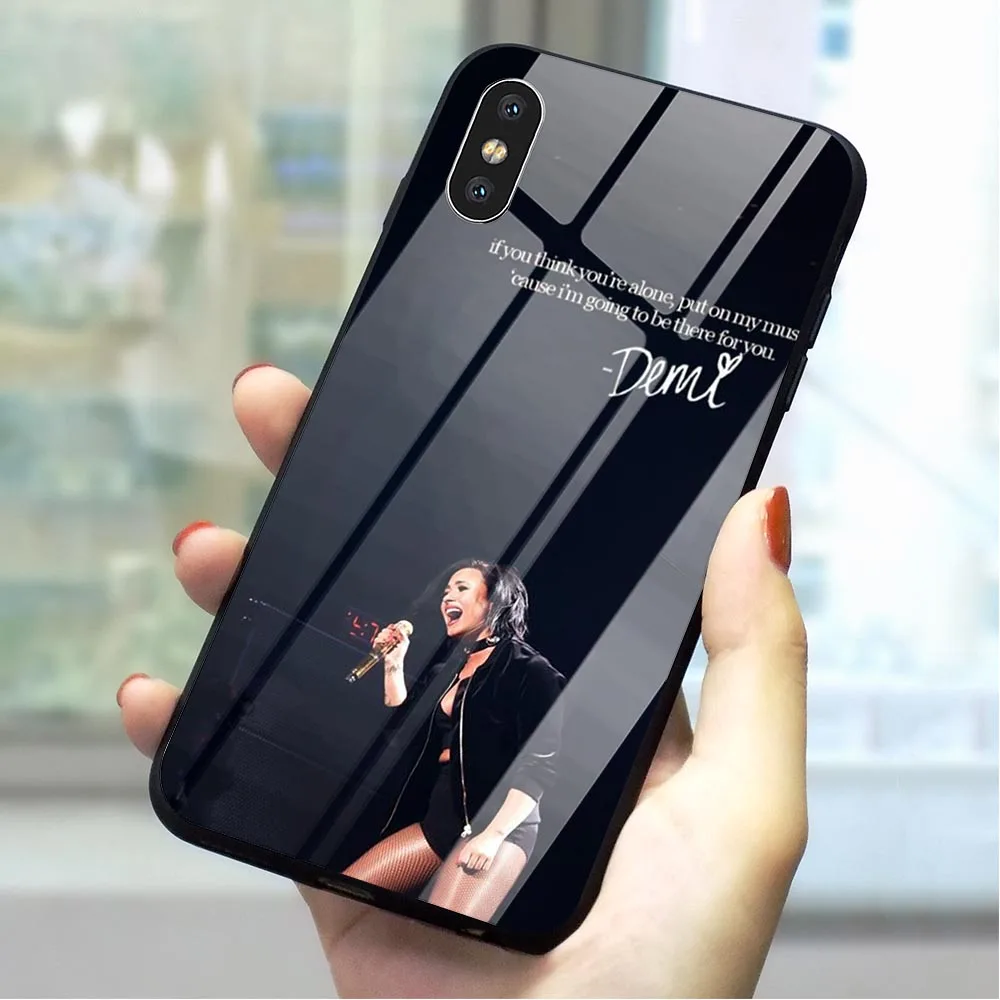 

Hybrid Demi Lovato Tempered Glass Phone Case for iPhone Xs Cover Max X 6 6S XR 8 Plus 7 5S 5 SE Skin 11 pro
