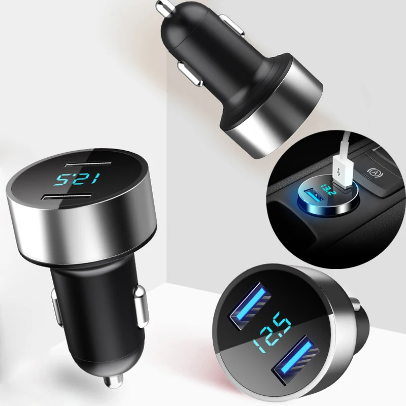 

Dual USB car charger 3.0 fast charging cigarette lighter LED display for Renault megane 2 3 duster/logan/captur C6 C8 Fiat 500