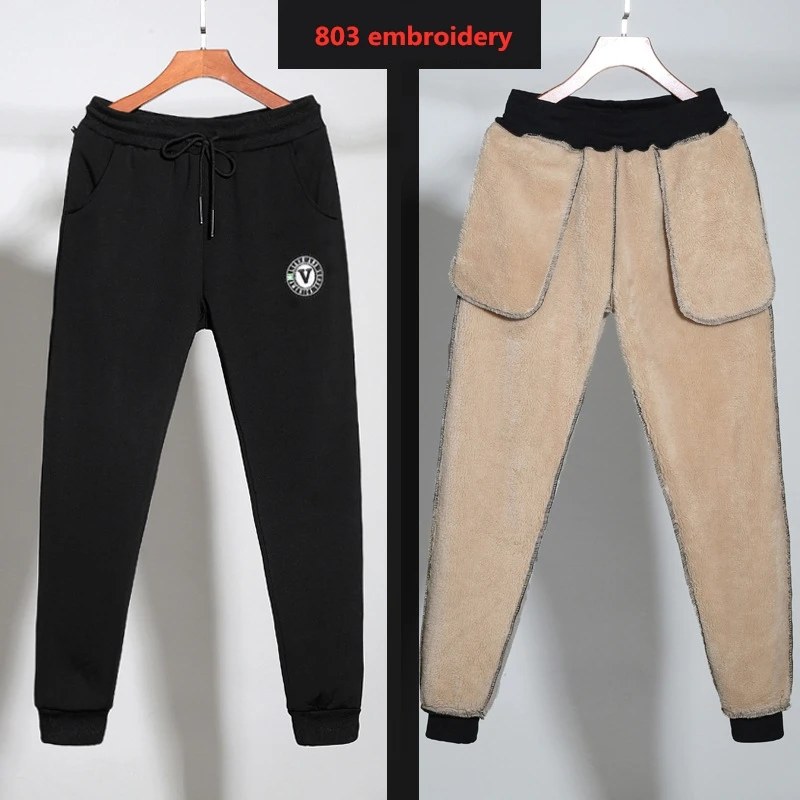 803 embroidery 4XL 5XL 6XL 7XL 8XL размера плюс зимние мужские теплые тренировочные брюки модные утолщенные уличные Джоггеры мужские повседневные брюки бренд, DN803 - Цвет: 803 embroidery