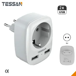 USB Wall Socket Mini Power Adapter with EU Plug Outlet and 2 USB Charging Ports for Home/ Kitchen/ Office/ Travel USB Wall Socket Mini Power Adapter with EU Plug Outlet and 2 USB Charging Ports for Home/ Kitchen/ Office/ Travel