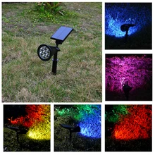 Lámpara de jardín de energía Solar, 7 LED, foco colorido ajustable para exteriores, impermeable, luces de calle para paisaje de césped, lámpara de punto de pared