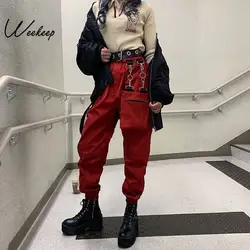 Weekeep/брюки-карго с карманами в стиле пэчворк; женские уличные брюки-карандаш с высокой талией; модные женские брюки; 2019