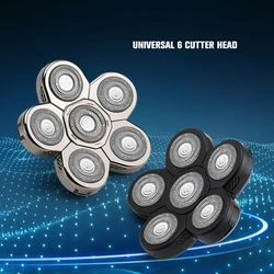 Replacement Shaver Head Electric Shaver 6D Independently 6 Cutter Floating Head Waterproof Stainless Steel Razor Blade