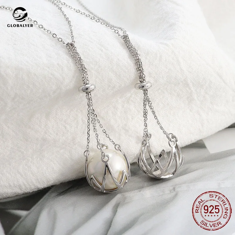 European and American hot models S925 sterling silver pearl pendant Fashion simple clavicle necklace Female accessories 600 | Украшения и