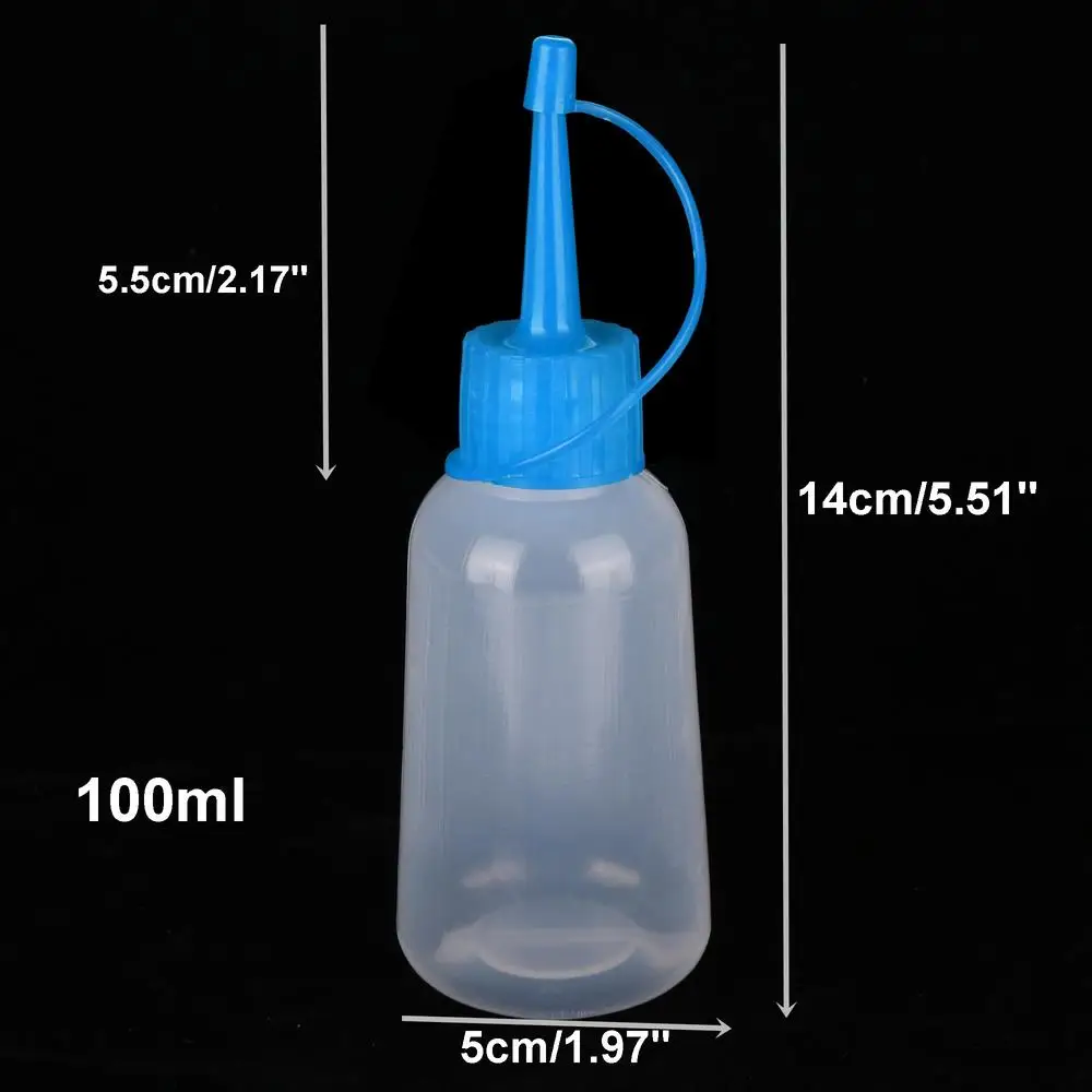 5pcs/Set 100ml Plastic Clear Tip Applicator Bottle LDPE Needle-nosed Scale Squeeze Bottle Cap Crafts Art Glue Dispensing
