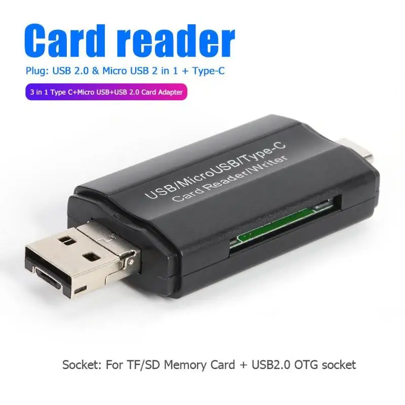 3 в 1 OTG кардридер type C и Micro USB и USB 2,0 практичные совместимые системы Расширенный удлинитель-переходник адаптер