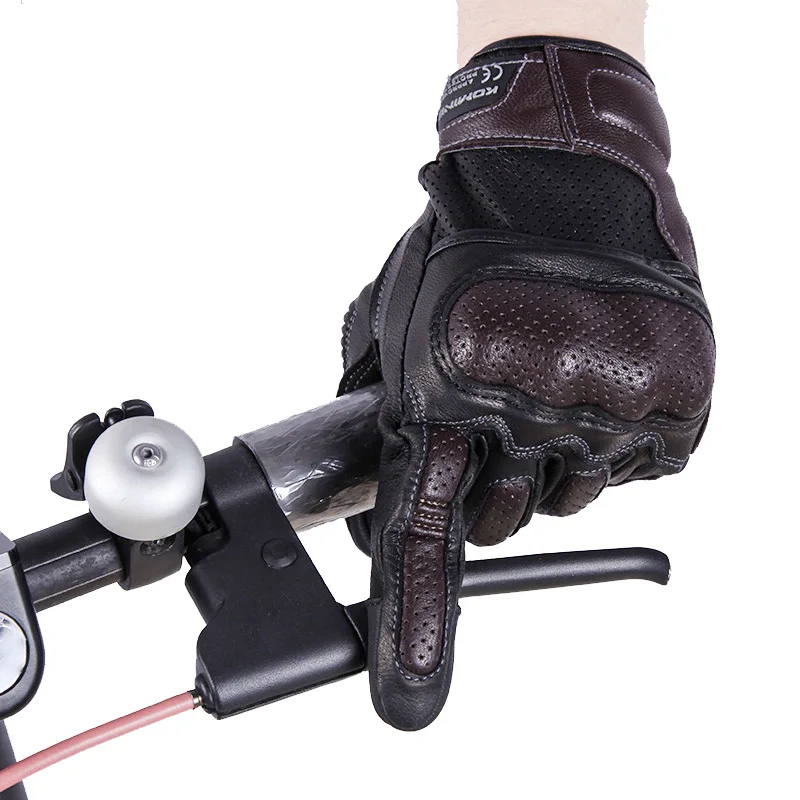 Komine мотоциклетные перчатки мужские ретро дышащие из натуральной кожи с сенсорным экраном Мотоциклетные Перчатки Нескользящие внедорожные гоночные перчатки