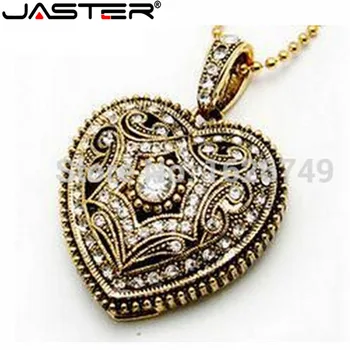 

JASTER beautiful gold Silver crystal heart tow model USB 2.0 Usb stick Flash Drive 4GB 8GB 16GB 32GB 64GB Pendrive