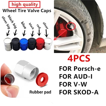 

4pcs aluminum Car Tire Wheel Valve Stem Caps for Audi VW SKODA Porsche cayenne macan 911 panamera 997 996 accessories