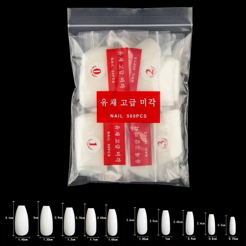 

100/500pcs/bag False Ballerina Natural/Transparent Coffin Fake Nails Manicure Nails for Extension&Protection Nail Accessoires