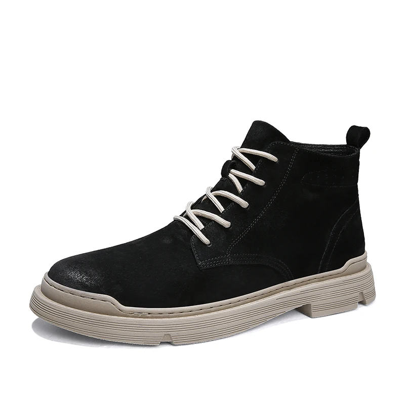 Botas hombre/мужские ботинки; безопасная обувь из натуральной кожи; высококачественные винтажные зимние ботинки в британском стиле; Зимние Повседневные водонепроницаемые ботильоны