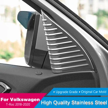

AITWATT Fit For Volkswagen T-Roc TROC 2018 2019 2020 Stainless Steel Window Pillar A Door Triangle Cover Trim Car Styling 2pcs