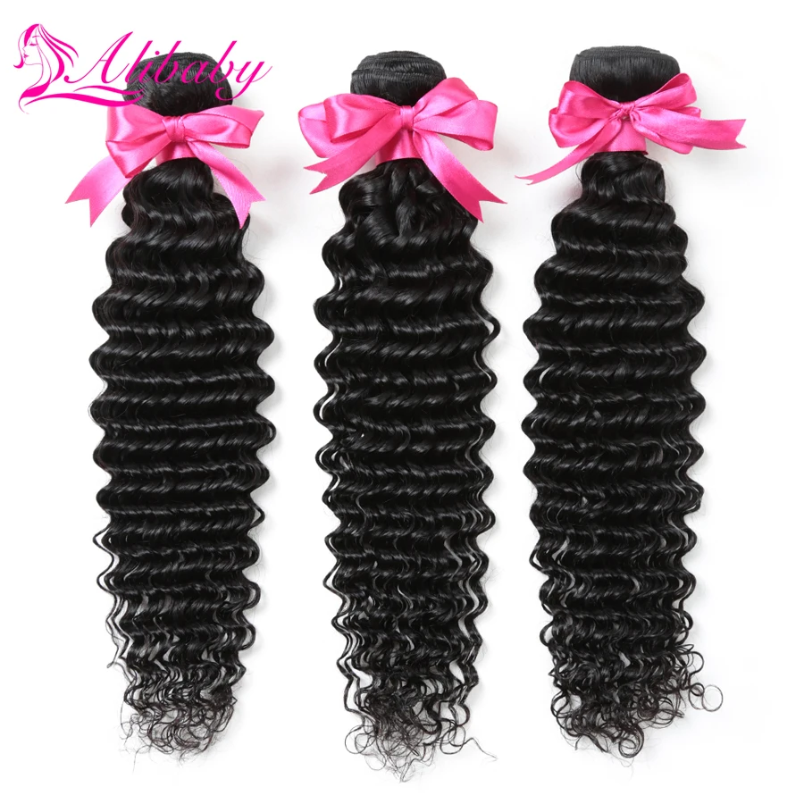 

Alibaby Malaysian Hair 8-30 Inch Deep Wave Bundles 3 Bundle Deals 100% Human Hair Weave Bundles Non Remy Hair Extensions