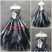 

free shipping 2020 new long bandage Sexy Black White Tulle ball gown appliques evening Prom gown