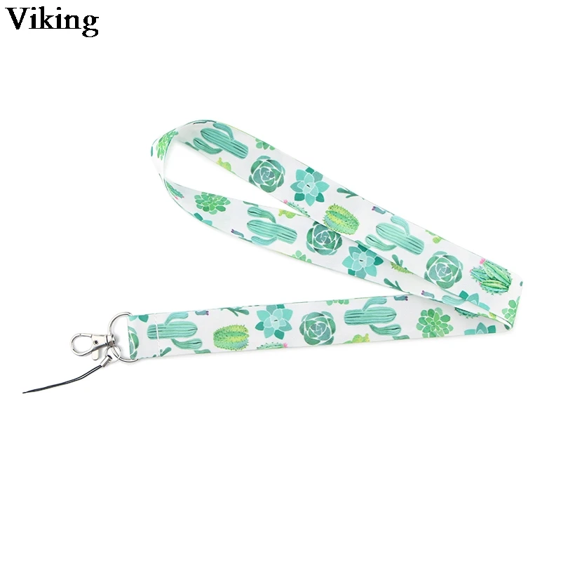 Cool Green Flower Cactus Print Lanyard for keys Whistle USB MP3 Camera Fashion Phone Neck Straps Hang Rope Lanyards G0905 | Дом и сад