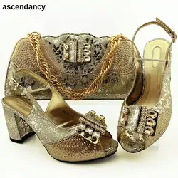 Новейший вечерний комплект из обуви и сумки в нигерийском стиле в африканском стиле; Итальянская обувь с сумочкой в комплекте;