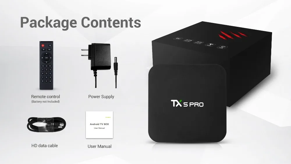 S905X TX5 PRO Android 6,0 CAIXA DE tv Amlogic четырехъядерный 2 Гб 16 Гб 3D H.265 VP9 HD 4 k 2,4& 5,8g Dupla wifi умный медиаплеер