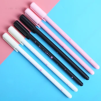 

2 PCS Romantic Sakura Gel Pen Rollerball Pen School Office Supply Student Stationery Signing Pen Black Ink 0.38mm