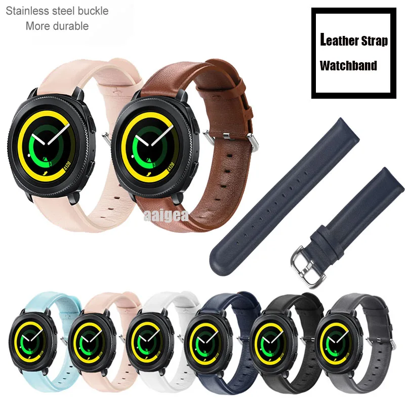 Ремешок из телячьей кожи 20 мм 22 для Samsung Gear Sport S4 Galaxy Watch 3 41 Active 2 4 классический