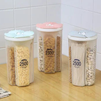 

3 Color Transparent Sealed Storage Box Crisper Grains Food Storage Tank Household Kitchen Cans Containers for Dry Cereals