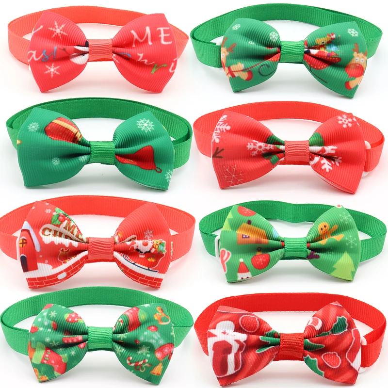 

50/100 Pc Christmas Pet Dog Grooming Product Xmas Holiday Party Puppy Dog Bowties Necktie Pet Supplies Dog Bows Dog Accessories