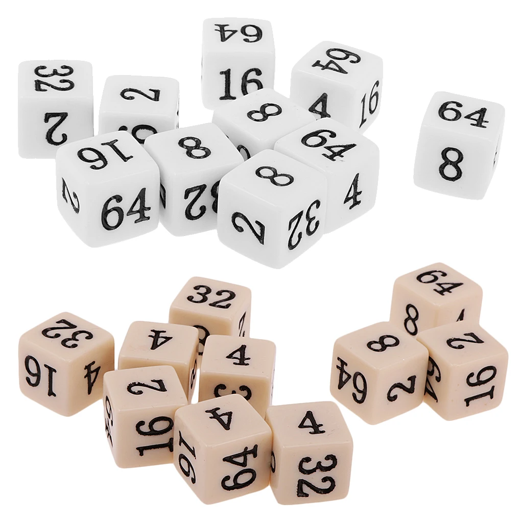 MagiDeal 10Pcs Opaque 6 Sided Multiple Dice for TRPG Party Board GameClub Dice Game Toys White/Beige 