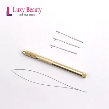 

1Set Pulling Hook Needles + Pulling Loop + Holder Micro Beads Looper Threader Hair Extension Tools Wig Making DIY Lace Wig