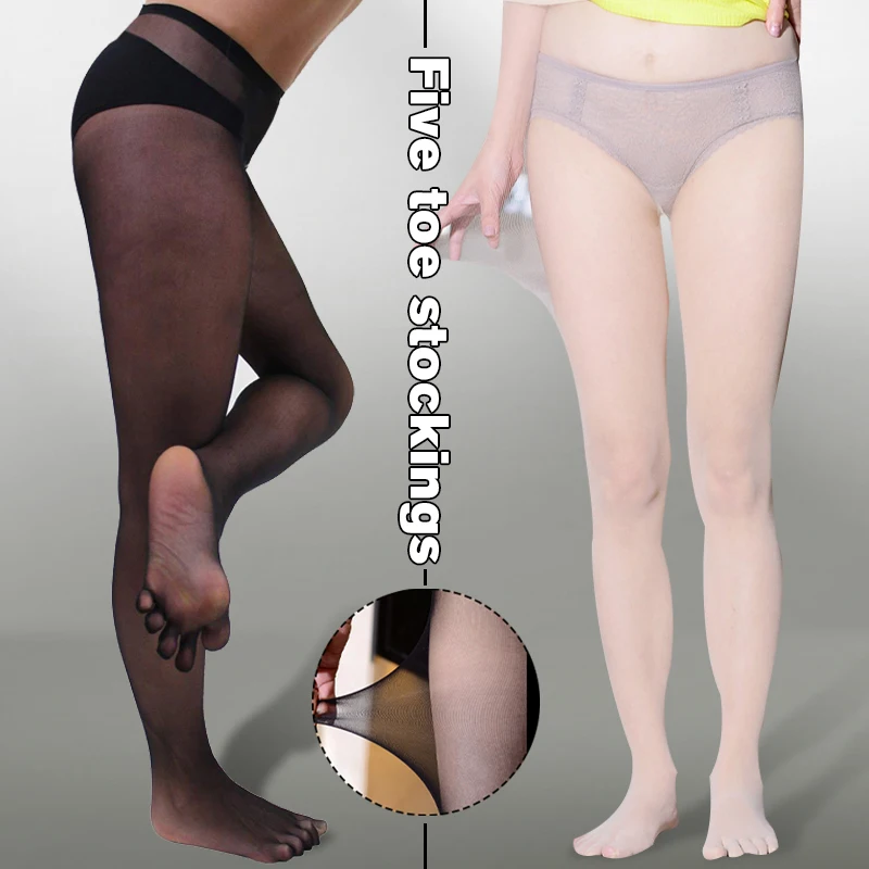 Unisex Ultra-thin Seamless T-Crotch Separate Five Toes Pantyhose Crotchless Sexy Tights Women Nylon Transparent Stockings