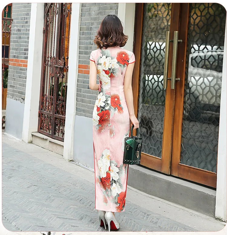 Sheng Coco вискоза цветы китайский Cheongsam женское Ретро длинное платье Классический длинный китайский стиль Qipao платье