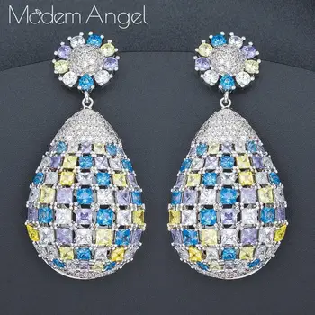 

ModemAngel Elegant water drop Shaped AAA Cubic Zirconia Crystal Bridal Drop Earrings Luxury Wedding Jewelry for Brides