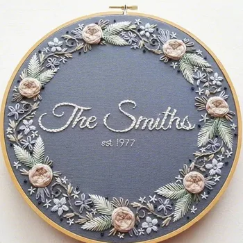 

DIY Handmade Full Range Of Embroidery Starter Kit With Pattern Cross Stitch Kit With Bamboo Embroidery Hoop