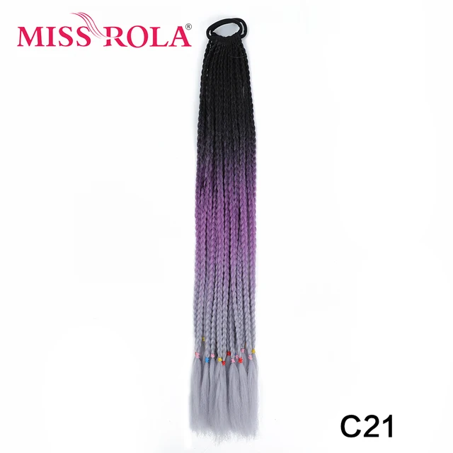 Synthetic Chignon Hair 60cm Hair Color Gradient Dirty Braided Ponytail Women Elastic Hair Rubber Band Hair Accessories Headband C21