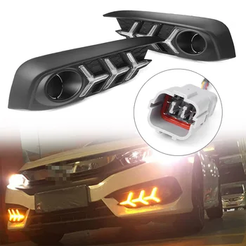 

Car LED Lights Fog Lamp Turn Signal Light White DRL For Honda Civic 2016 2017 2018 2Pcs Left & Right