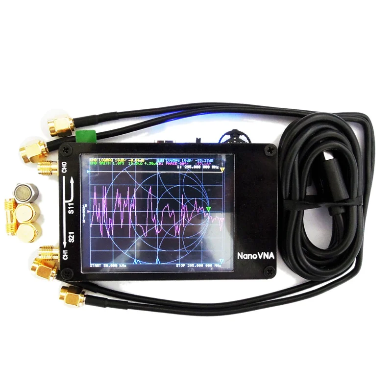 Профессиональный УКВ UHF антенна анализатор Портативный цифровой векторной сети MF HF Антенны анализатор Портативный коротковолновый 50 кГц-900 МГц - Цвет: Black