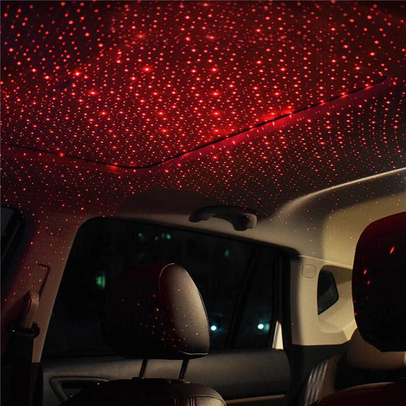 Автомобильный интерьер потолочные аксессуары вращающийся звездное небо синий красный стробоскоп Вспышка светодиодная лампа проектора окружающий светильник