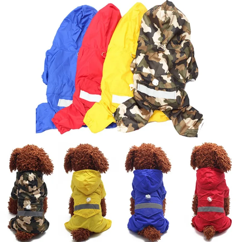 1 шт., милый водонепроницаемый дождевик для щенков, двухслойный плащ с капюшоном для собак, куртка-дождевик, четырехногий комбинезон для собак, XS-2XL, костюм для домашних животных