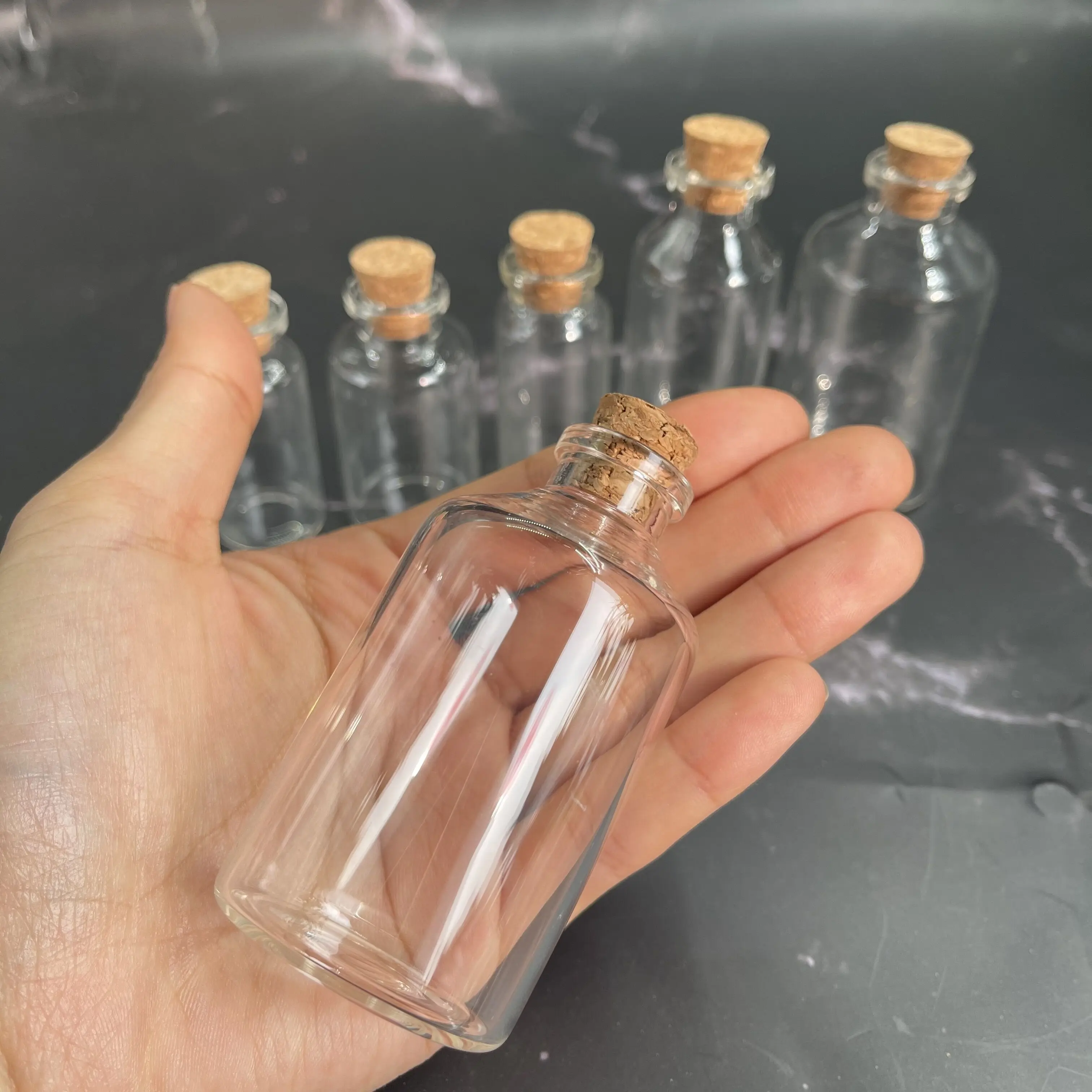 80pcs 12/15/20/22/25/30/50/70/110ML Glass Wishing Bottles with Cork Stopper Empty Spice Jars Vials Christmas Wedding gift