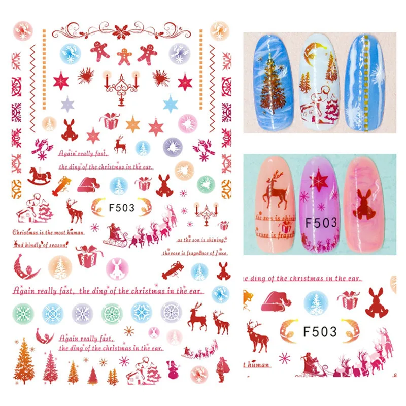 

Christmas Nail Sticker Santa Claus Snowman Gift Series Manicure Nail Deco Nail Decals Nail Art Accessoire Nail Art