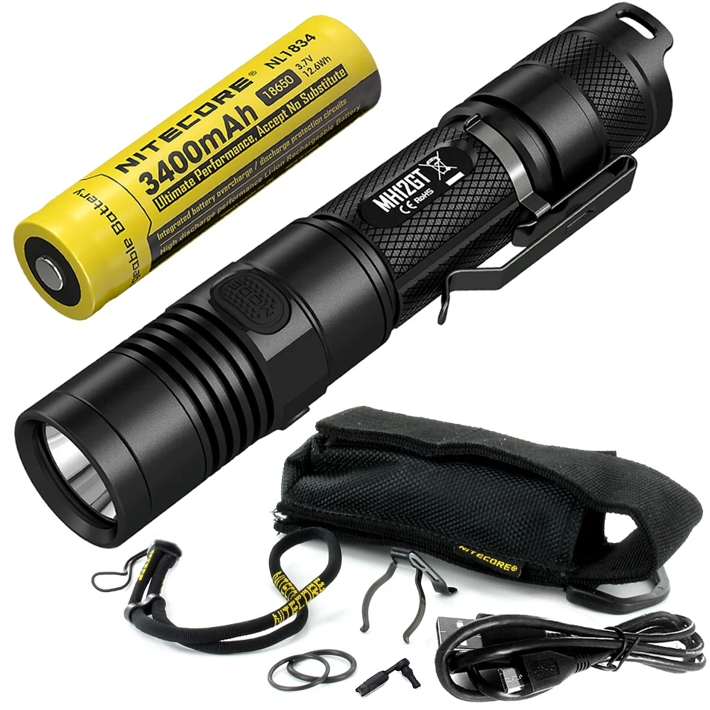 NITECORE MH12GT USB непосредственно заряжаемый фонарик CREE XP-L HI V3 светодиодный Луч расстояние 320 м Открытый спортивный факел поиск света - Испускаемый цвет: MH12GT NL1834