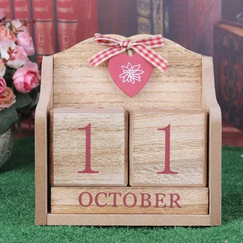 

Desk Calendar Planner Wooden Block Cafe Month Date Display Home Office Christmas Decor Living Room Gift Rustic Perpetual DIY