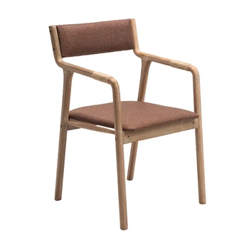 

Wooden Dining Chair, Retro Leisure Chair, Simple Modern Study Chair, Home Fabric Backrest, New Chinese Type Armrest Dining Chair