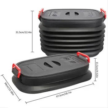 

37L Outdoor Retractable Trash Storage Bucket Portable Folding Water Bucket With Handles Lid For Fishing Camping Car Travel