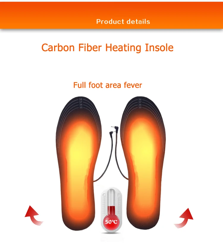 USB стельки с подогревом перезаряжаемый Электрический нагреватель батареи с подогревом стельки для обуви зимние уличные спортивные стельки для утепления моющиеся