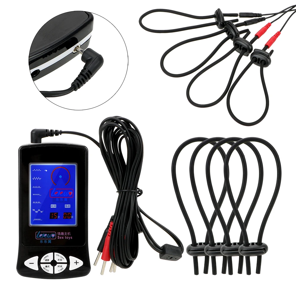 Electro Shock Penis Ring Bdsm Male Electric Stimulation Medical Therapy Massager Silicone Cock Ring Penis Extend Enlarge Sex Toy