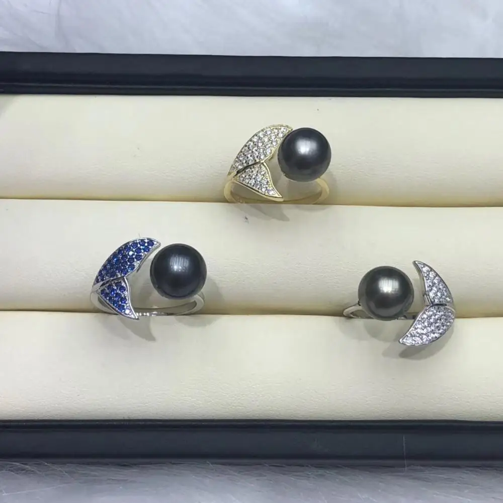 

Mermaid Tail 925 Silver Adjustable Ring Settings Base Findings Mountings Parts for Oyster Pearl Corals Jade Beads Stones