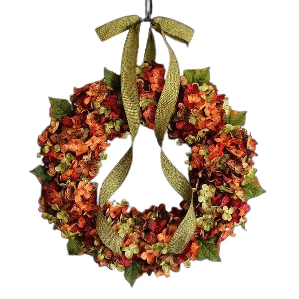 1pcs Thanksgiving Wreath Fall Hydrangea Bowknot Decoration Flower