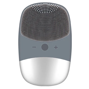 

Gray Facial Cleansing Brush Electric Waterproof Silicone Deep Cleansing Skin Care, Face Massage Brush with USB Charging