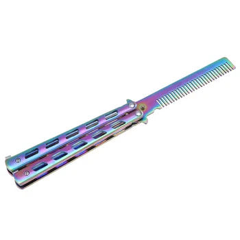

Butterfly Comb Stainless Steel Safe Portable Foldable Rainbow Hair Trimmer Cool Combs for Training Beginner Practice
